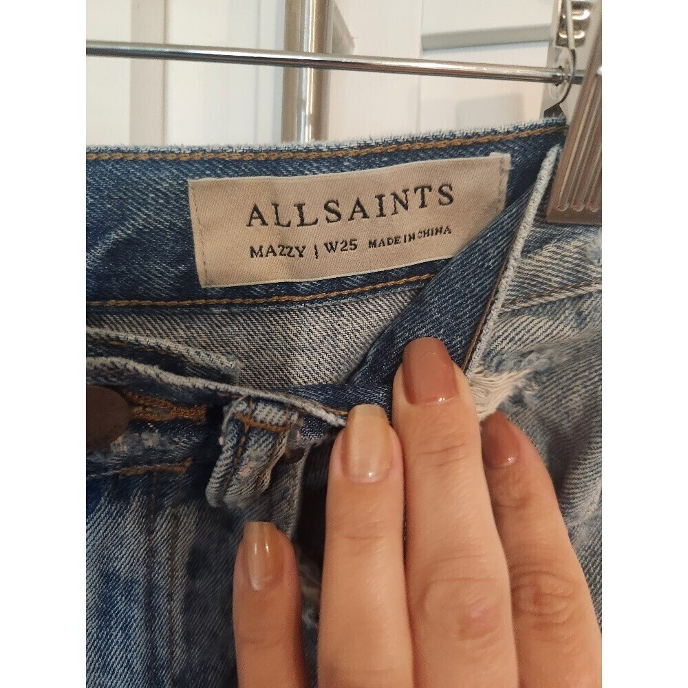ALLSAINTS Mazzy Jeans Cropped Wide Leg Distressed 100% Cotton Sz 25 - Picture 3 of 7
